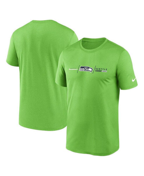 Men's Neon Green Seattle Seahawks Horizontal Lockup Legend T-shirt