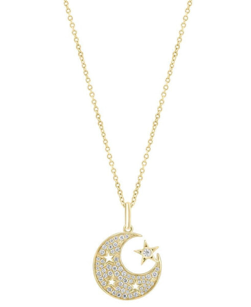 EFFY Collection eFFY® Diamond Moon & Stars 18" Pendant Necklace (1/3 ct. t.w.) in 14k Rose Gold