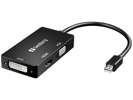 SANDBERG Adapter MiniDP>HDMI+DVI+VGA - 0.19 m - Mini DisplayPort - VGA (D-Sub)+ HDMI + DVI - Male - Female - 3840 x 2160 pixels