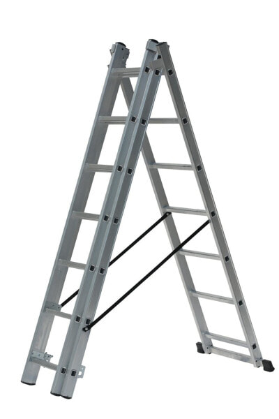 Алюминиевая лестница AWTOOLS 3x14 ступеней 150 кг, адаптация к лестницам