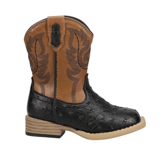 Roper Bumps Embroidery Square Toe Cowboy Toddler Boys Brown Casual Boots 09-017