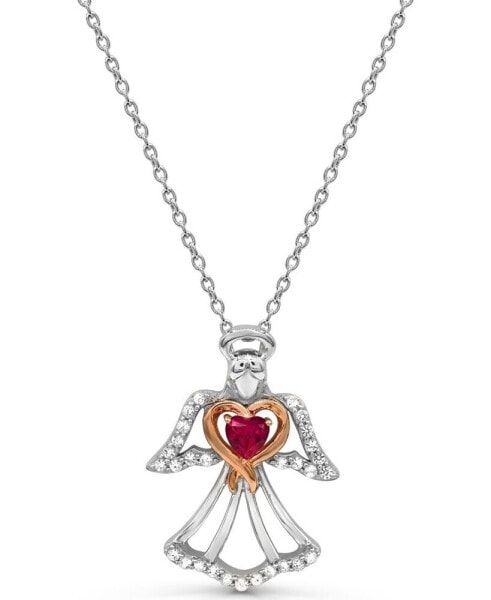 Macy's women's 14K Rose Gold Plated Angel Heart Pendant Necklace in Sterling Silver