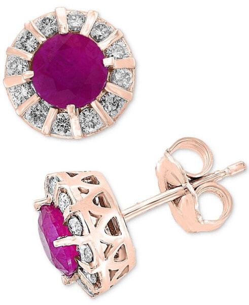 EFFY® Tanzanite (7/8 ct. t.w.) & Diamond (1/3 ct. t.w.) Stud Earrings in 14k Gold (Also available in Ruby & Emerald)