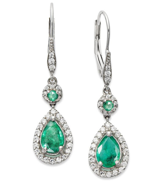 Sapphire (1-3/8 ct. t.w.) and Diamond (1/3 ct. t.w.) Pear Drop Earrings in 14k White Gold (Also Available in Emerald and Ruby)