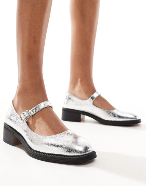 London Rebel Becca chunky mary jane in silver