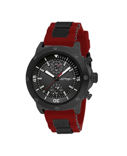 Men's Red Silicone Strap Watch 52mm