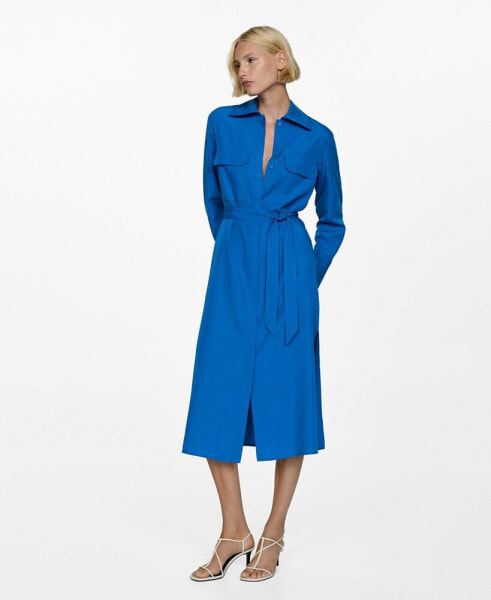 Women's Bow Detail Lyocell Shirt Dress