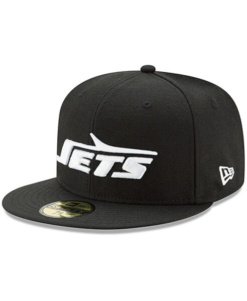 Men's Black New York Jets Classic Logo Omaha 59FIFTY Fitted Hat