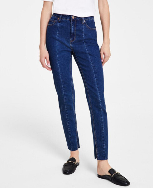 Women's Seamed High-Rise Slit-Hem Denim Jeans