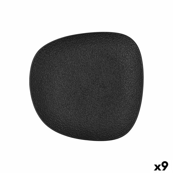 Плоская тарелка Bidasoa Fosil Чёрный Керамика Квадратный 21,1 x 20,3 x 2,3 cm (9 штук)