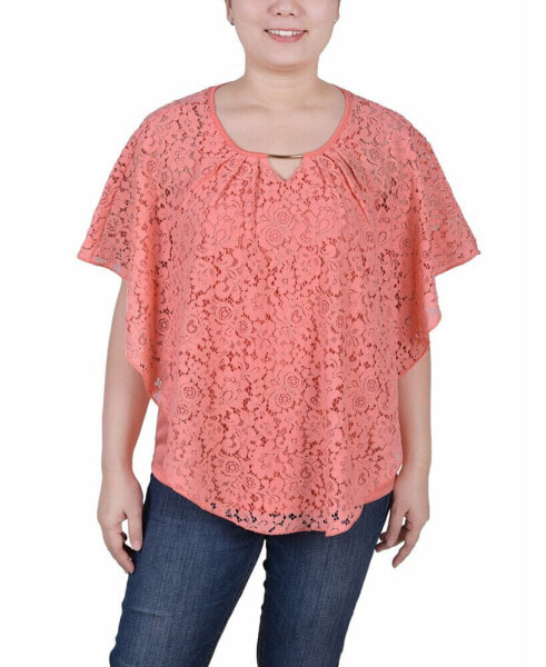 Petite Lace Poncho Top with Matching Tank