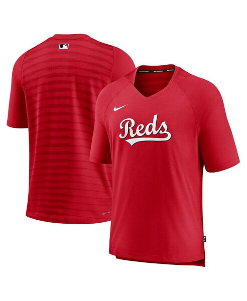 Men's Red Cincinnati Reds Authentic Collection Pregame Raglan Performance V-Neck T-shirt