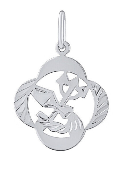 Silver pendant zodiac sign Aquarius - four-leaf clover SILVEGOB10281S02