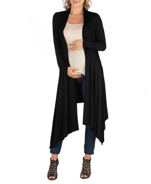 Long Sleeve Knee Length Open Maternity Cardigan
