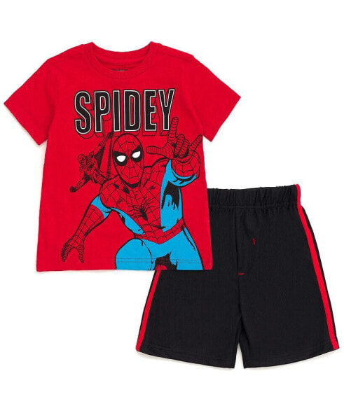Комплект для мальчиков Marvel Avengers Spider-Man - Футболка и шорты из сетки Спайди красные