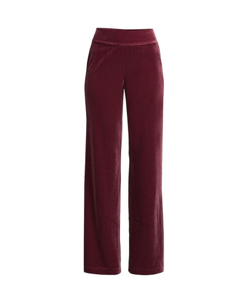 Women's Starfish Velvet High Rise Wide Leg Pull On Pants