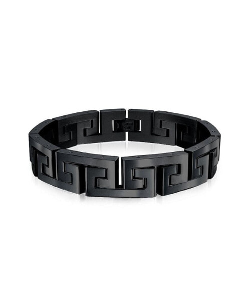 Stylish Masculine Geometric Infinity Key Link Bracelet for Teens Men Black IP Stainless Steel 8.5 Inch 12MM