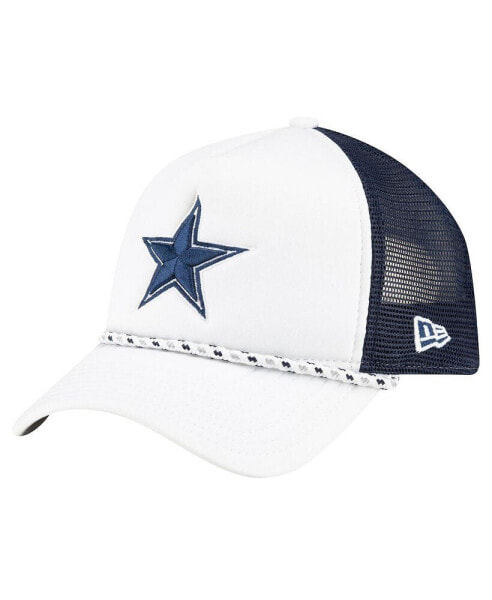 Men's White/Navy Dallas Cowboys Court Sport Foam Front A-Frame 9FORTY Adjustable Trucker Hat