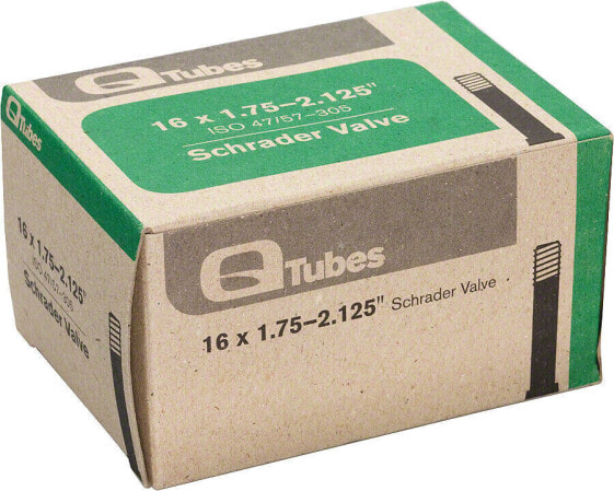 Велокамера Q-Tubes 16 дюймов x 1.75-2.125 дюйма Schrader Valve 102г *Низкое содержание свинца*