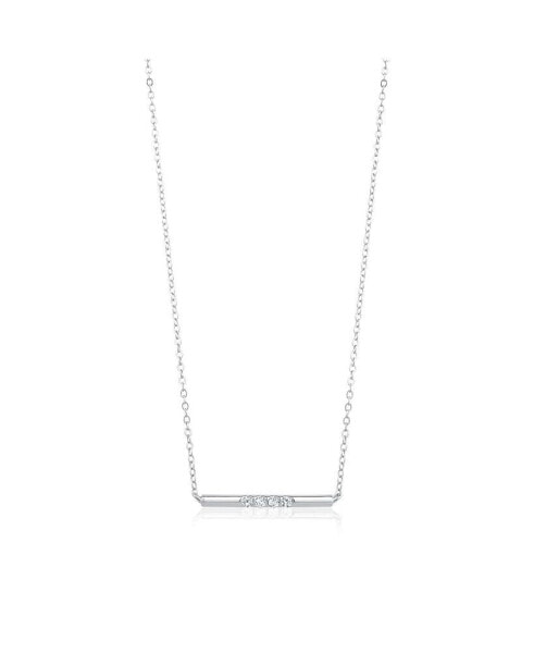 5A Cubic Zirconia Sparkling Gemstones Bar Necklace