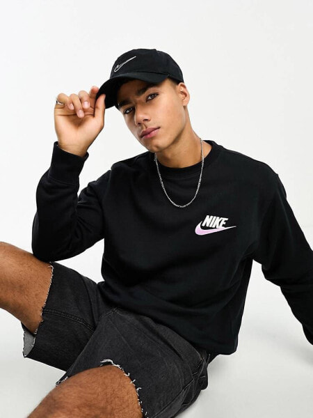 Nike Club fleece crew neck sweatshirt in black