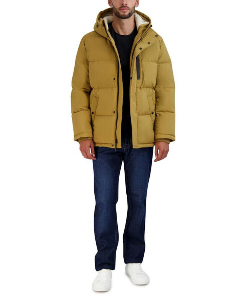 Men's Puffer Coat With Fleece-Lined Hood