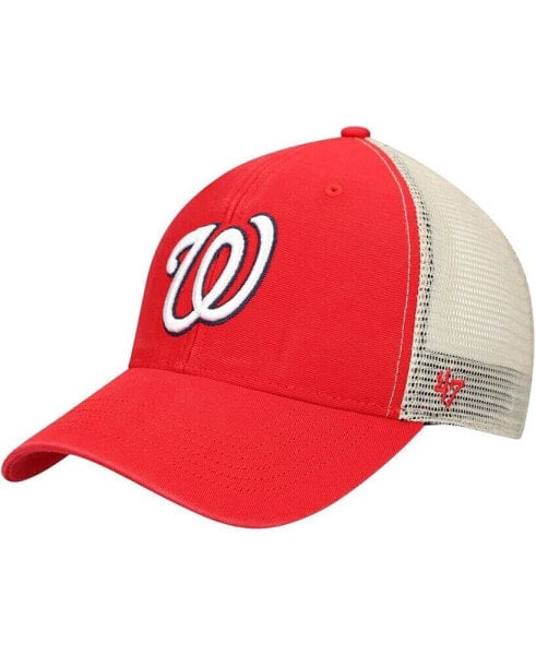 Men's Red, Natural Washington Nationals Flagship Washed MVP Trucker Snapback Hat