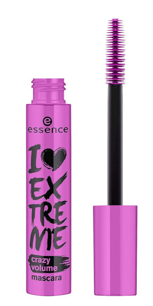 essence I LOVE EXTREME crazy volume mascara, Schwarz, langanhaltend, volumengebend, schwunggebend, verlängernd, vegan, ohne Mikroplastikpartikel, Nanopartikel frei, ohne Parfüm, 1er Pack (12ml)