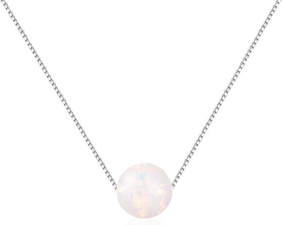 Silver necklace with pink synthetic opal SVLN0166XF6O100