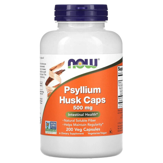 Клетчатка Psyllium Hush, 500 мг, 200 овощных капсул NOW