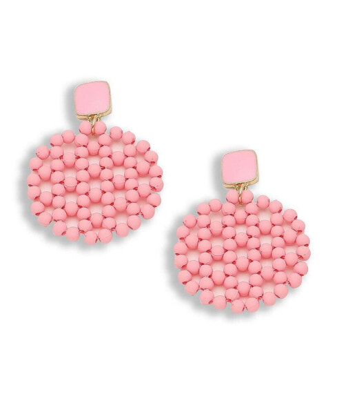 Women's Pink Beaded Circular Drop Earrings