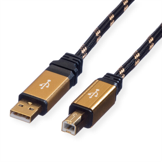 ROLINE GOLD USB 2.0 Cable - A - B - M/M 4.5 m - 4.5 m - USB A - USB B - USB 2.0 - Male/Male - Black - Gold