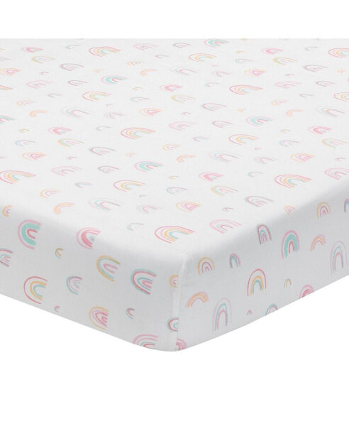 Watercolor Pastel Rainbow 100% Cotton Baby Fitted Crib Sheet