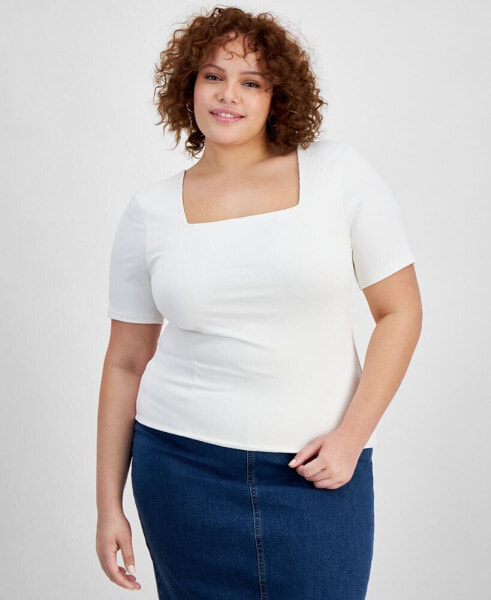 Trendy Plus Size Second Skin Square-Neck Top