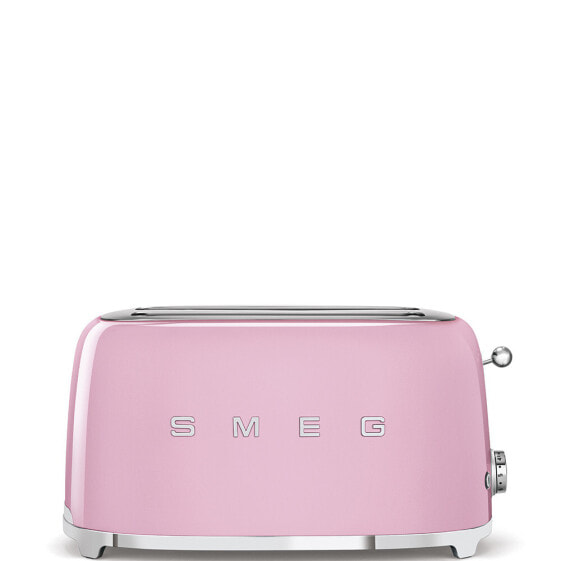 SMEG Four Slice Toaster Pink TSF02PKEU - 4 slice(s) - Pink - Plastic - Stainless steel - Buttons - Level - Rotary - China - 1500 W