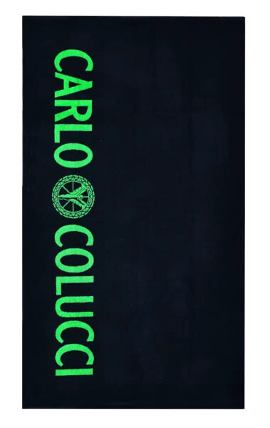Пляжное полотенце Carlo Colucci Tomaso Neon 80-х, черное/неоново-зеленое
