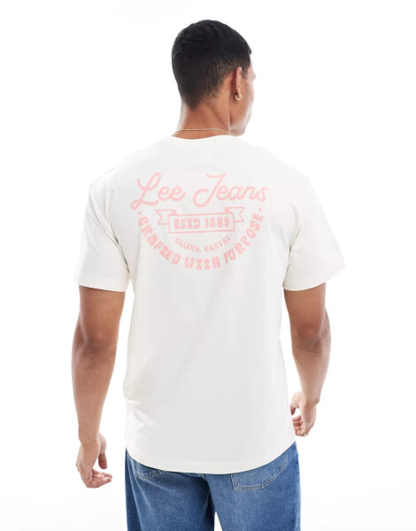 Lee camp back print t-shirt in ecru