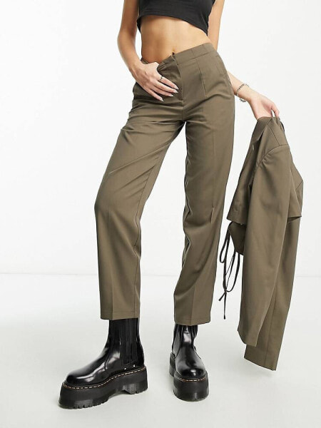 Noisy May tailored trousers co-ord in khaki