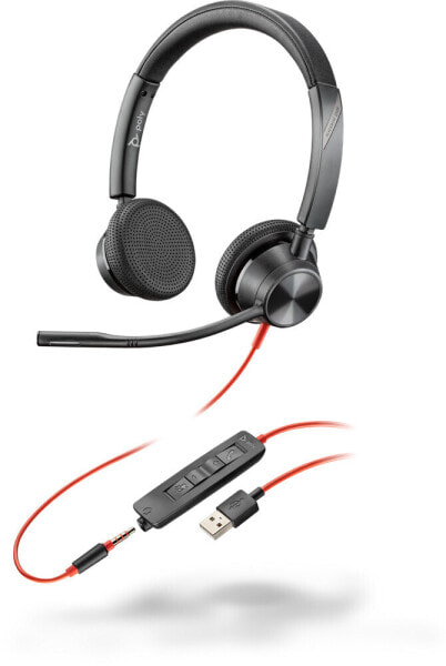Poly Blackwire 3325, Kabelgebunden, Büro/Callcenter, 20 - 20000 Hz, 130 g, Kopfhörer, Schwarz, Rot