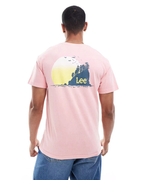 Lee camp back print t-shirt in pink