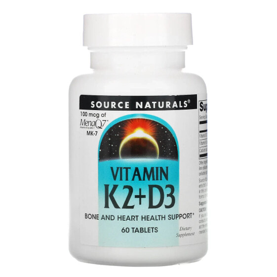 Source Naturals, витамин K2 и D3, 60 таблеток