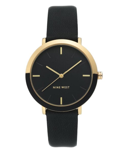 Часы Anne Klein Gold-Tone Black Strap Watch