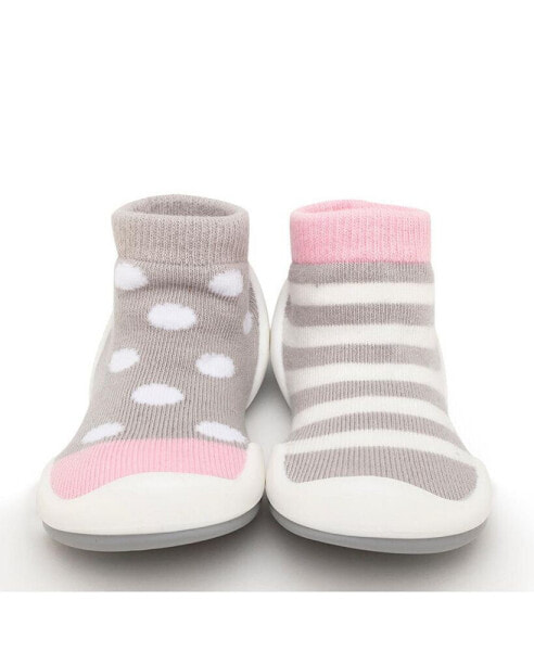 Тапочки Komuello Baby First Walk - Pink Dots & Stripes