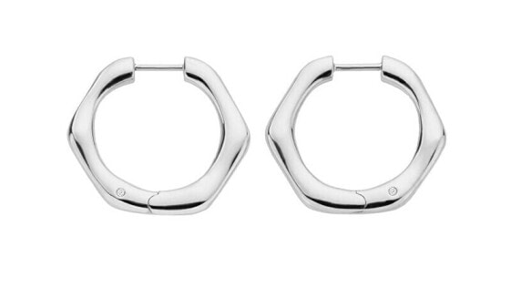 Minimalist silver hoop earrings with diamonds Huggies DE795