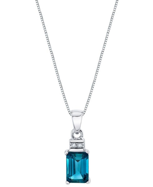 Blue Topaz (1-3/8 ct. t.w.) & Diamond Accent 18" Pendant Necklace in 14k White Gold