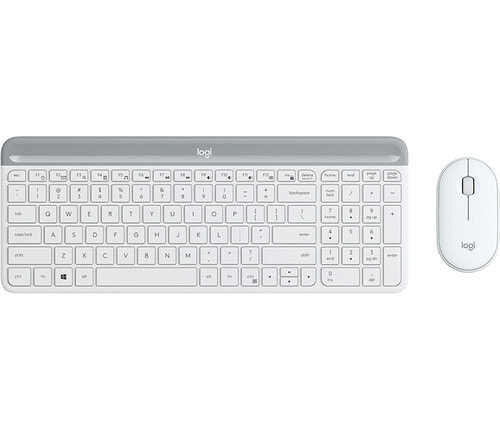 Logitech MK470 Slim Combo - Full-size (100%) - RF Wireless - QWERTY - White - Mouse included