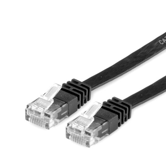 VALUE UTP Cat.6 Flat Network Cable - black 1 m - 1 m - Cat6 - U/UTP (UTP) - RJ-45 - RJ-45