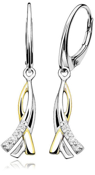 Elegant silver bicolor earrings E0001306