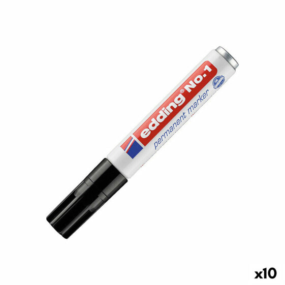 Постоянный маркер Edding Nº 1 Чёрный (10 штук)