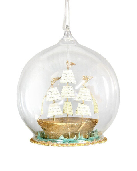 Cody Foster & Co. Sailboat Globe Ornament Multicolor